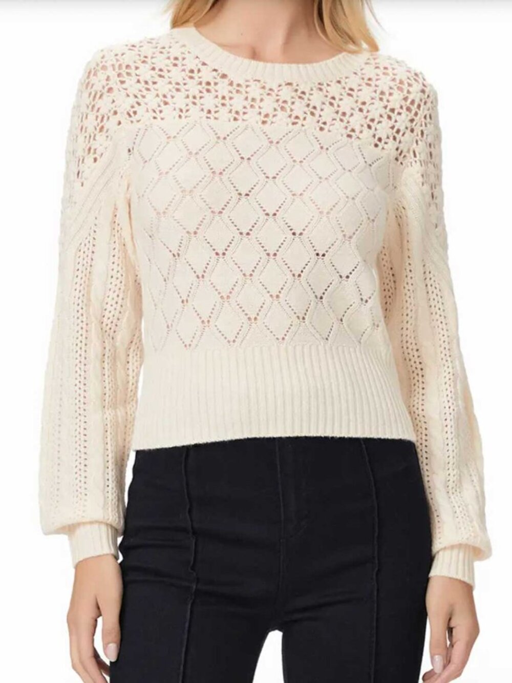 Paige Jordyn Sweater Open-Knit Crewneck Sweater Small